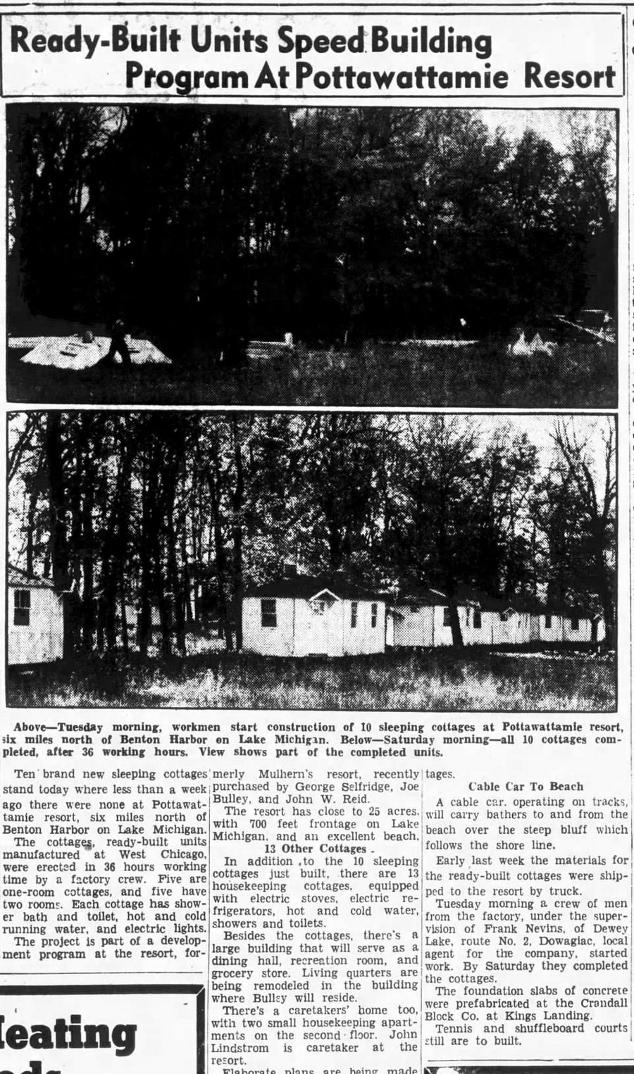 Pottawattamie Resort - Oct 1941 Article (newer photo)